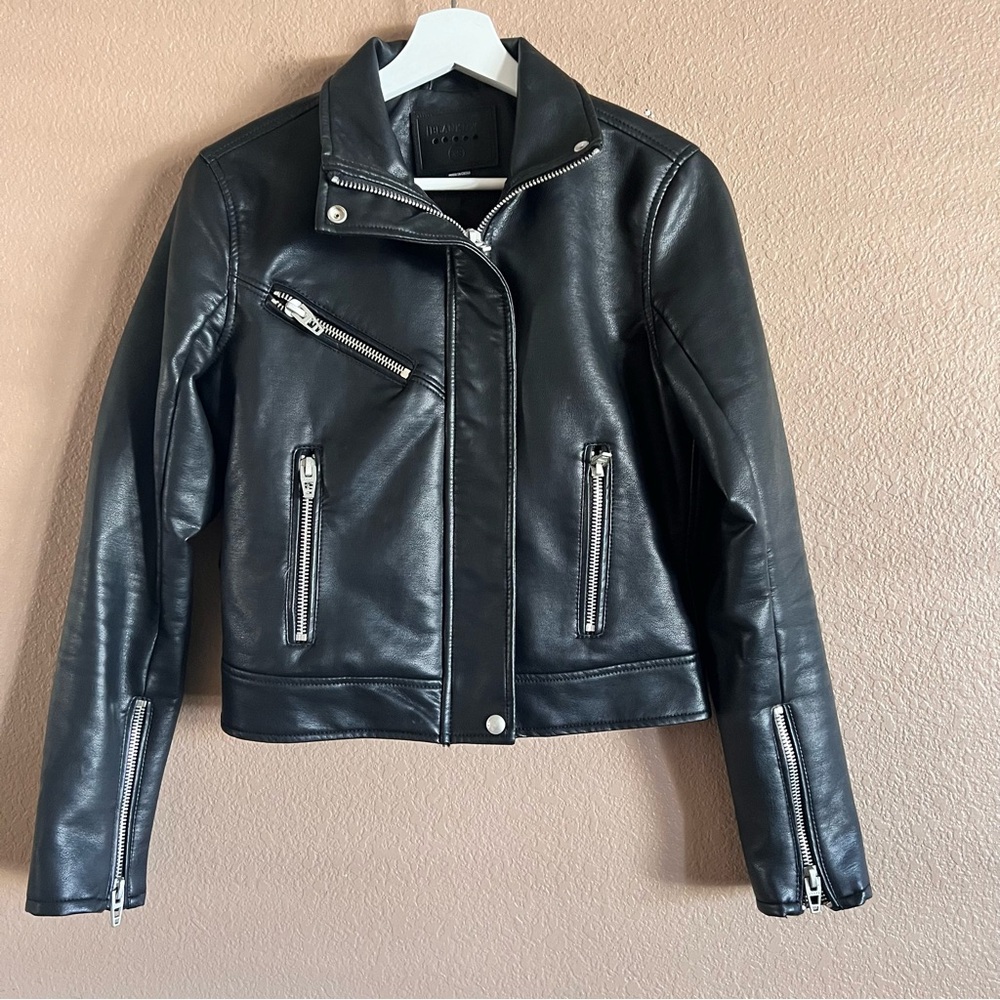 Blank NYC Black Faux Leather Moto Jacket for Women Size XS